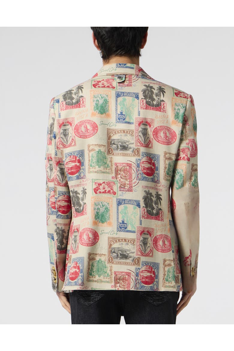 Printed Linen Blazer Gigolo Fit Men, Alternate, color, multicolor