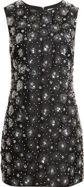 Sam Edelman Ivette Sequin Flower Sleeveless Sheath Minidress