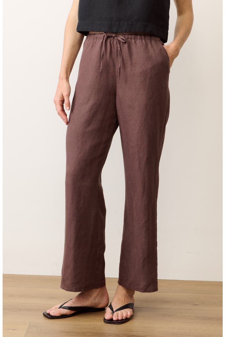 Linen Drawstring Pants, Alternate, color, CHOCOLATE
