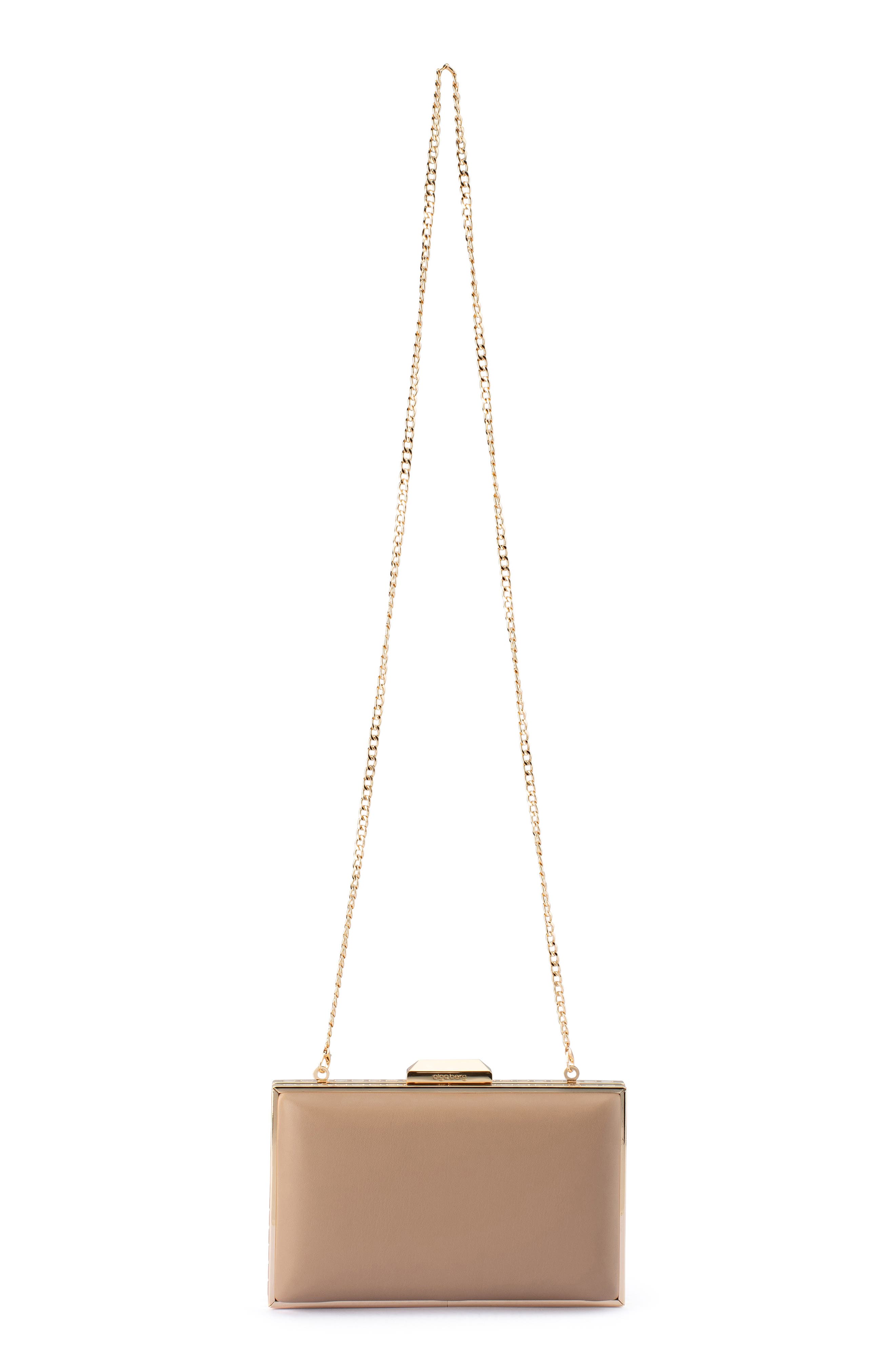 Olga Berg Sammi Crystal Frame Clutch, Alternate, color, Natural