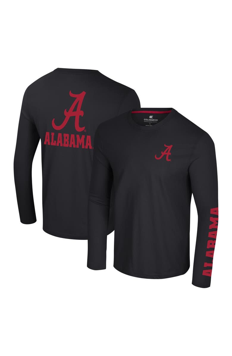 COLOSSEUM Men's Colosseum Black Alabama Crimson Tide Logo Lockup 3-Hit Active Blend Long Sleeve T-Shirt, Main, color, 