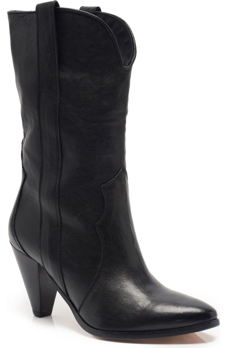 Free People Taper Heel Western Boot, Main, color, Black Leather