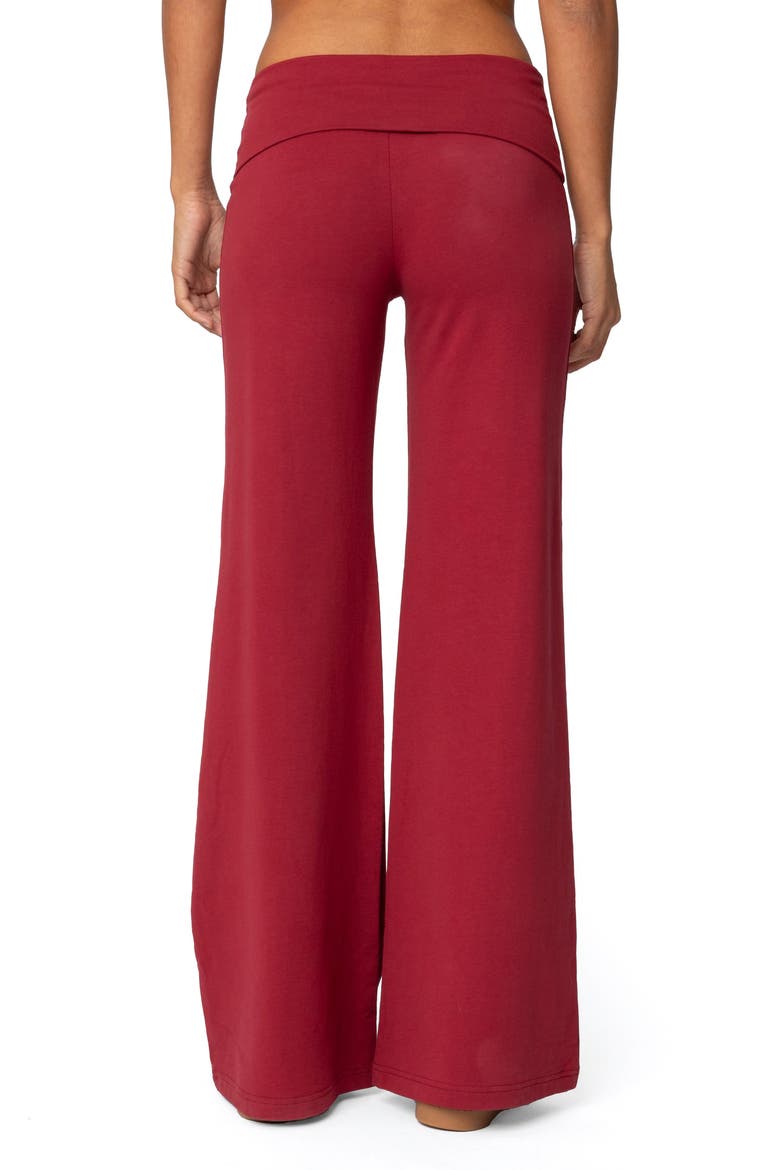 Wide Leg Foldover Pants, Alternate, color, BURGUNDY