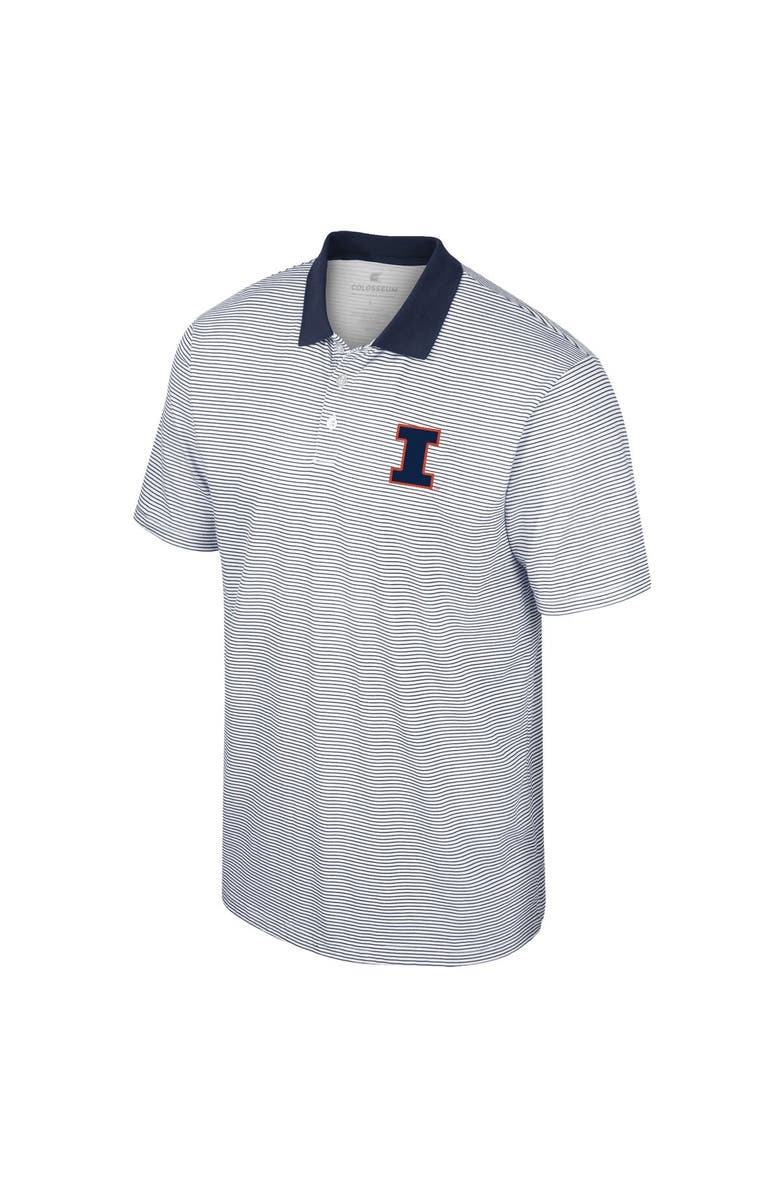 COLOSSEUM Men's Colosseum White/Navy Illinois Fighting Illini Print Stripe Polo, Alternate, color, 