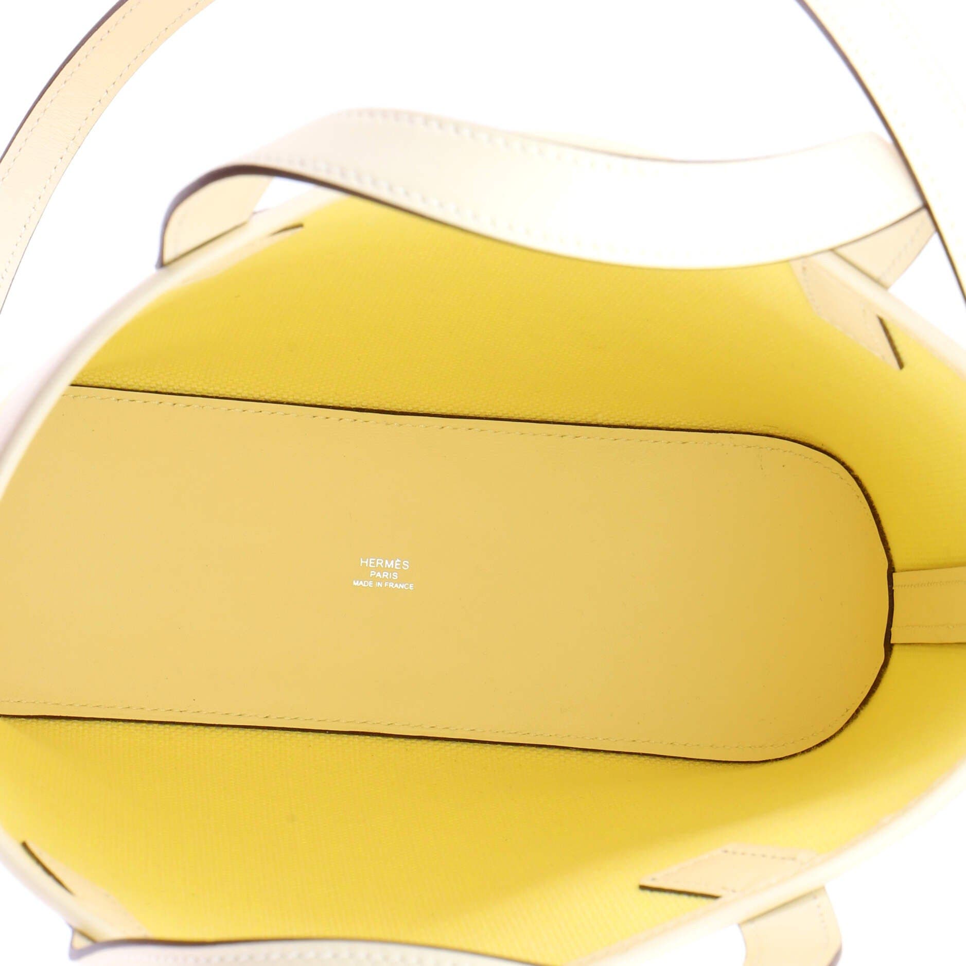 Pre-Owned Hermes Cabas H en Biais Tote Canvas with Leather 27, Alternate, color, Lime