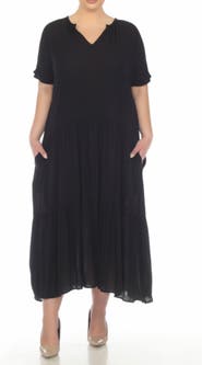 BOHO ME Short Sleeve Tiered Maxi Dress