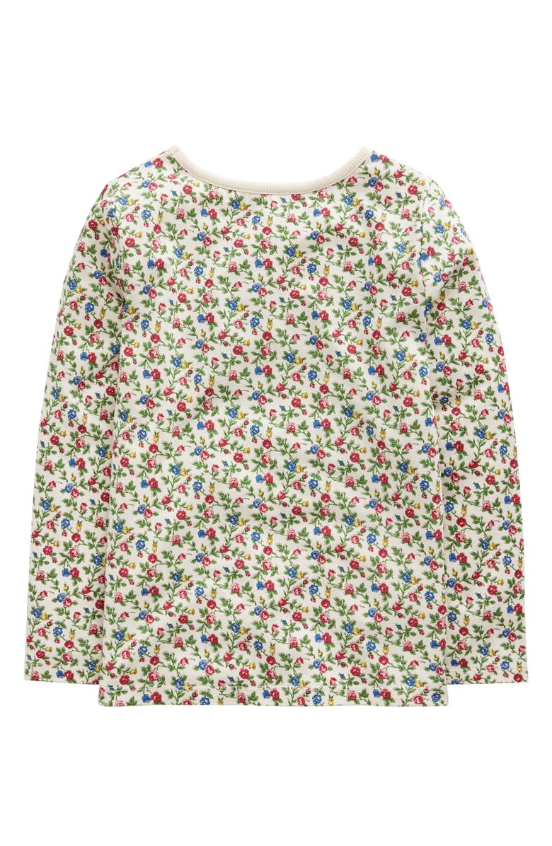 Mini Boden Kids' Floral Fox Appliqué Long Sleeve Cotton T-Shirt, Alternate, color, 