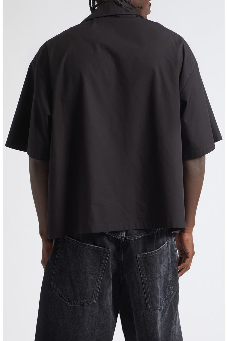 The Door Short Sleeve Cotton Bowling Button-Up Shirt, Alternate, color, 1000 BLACK