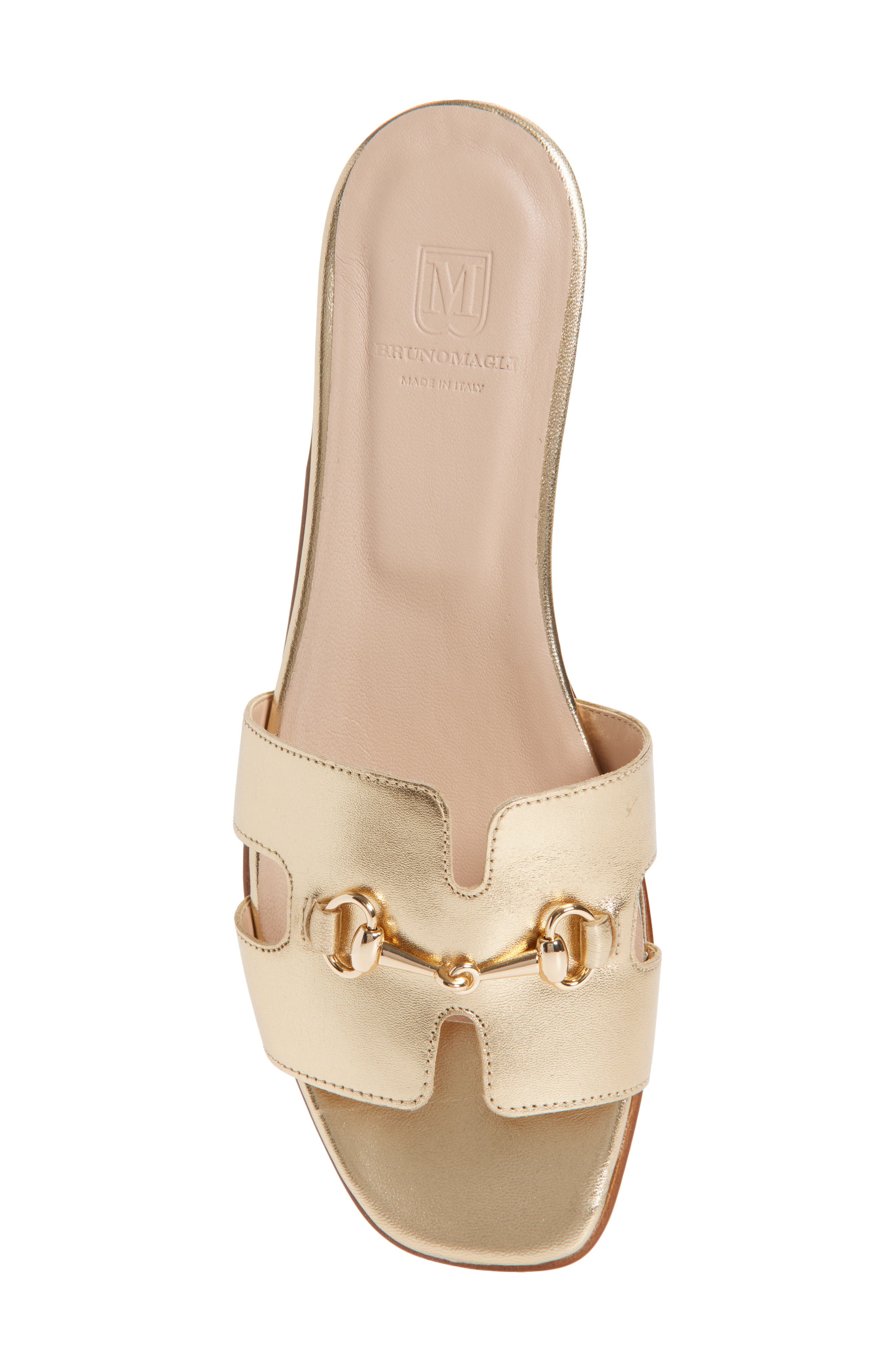 Bit Slide Sandal, Alternate, color, GOLD METALLIC