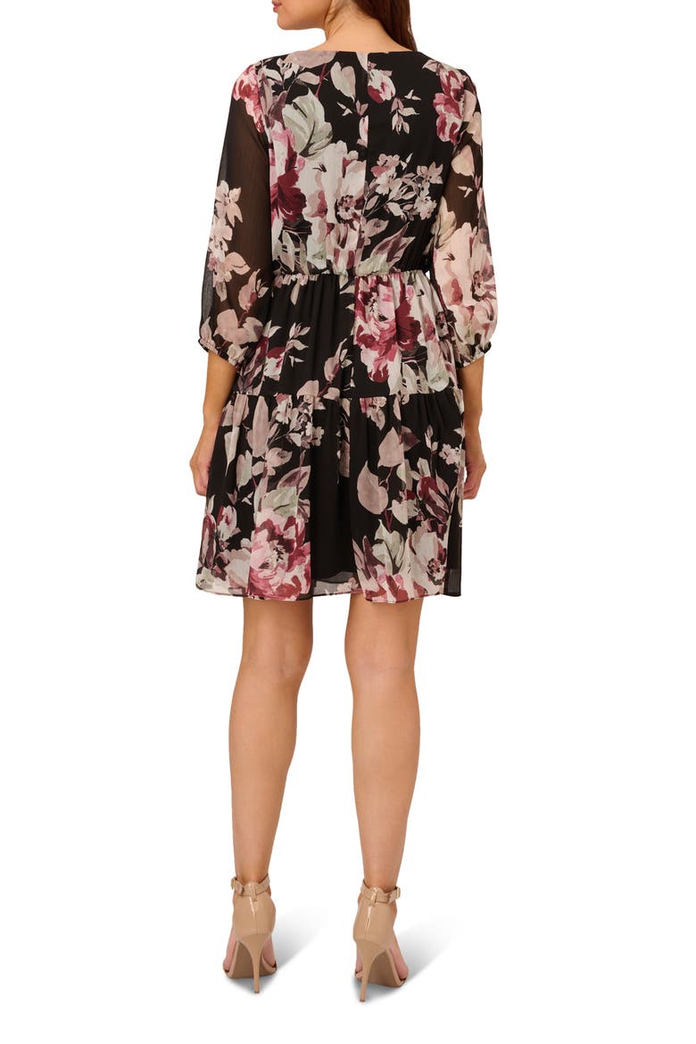 Floral Chiffon Dress, Alternate, color, BLACK MULTI