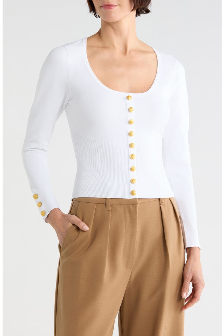 Lanetta Rib Top, Main, color, WHITE/GOLD
