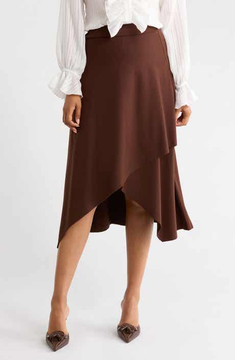Faux Wrap Midi Skirt