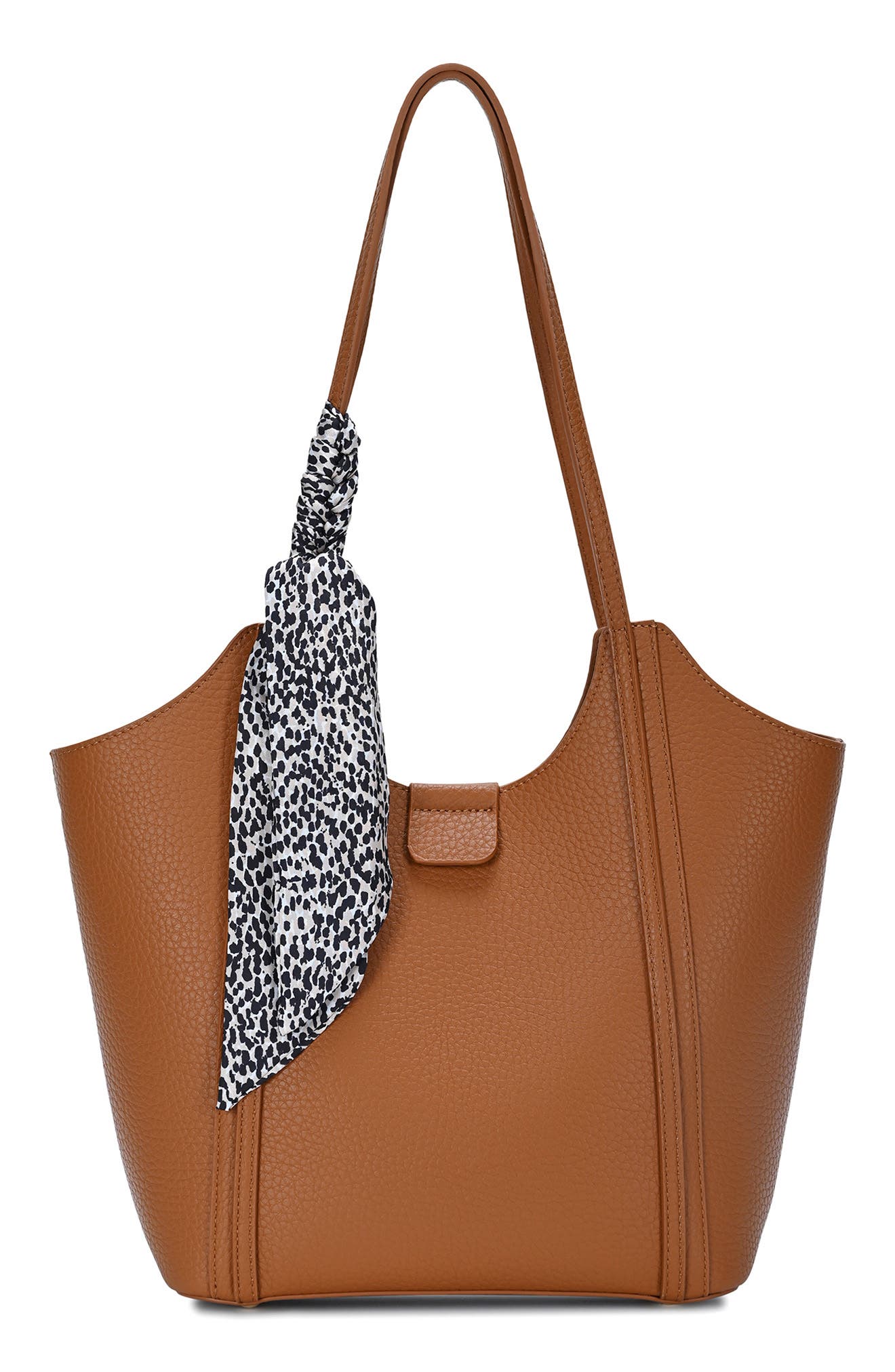 Faux Leather Tote with Scarf