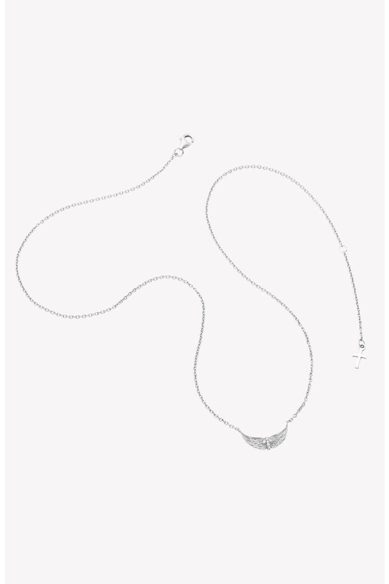 Divine Wings Mini Cross Necklace, Alternate, color, Sterling Silver