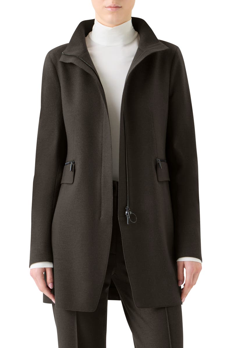 Akris punto Wool Felt Longline Jacket, Main, color, Bark