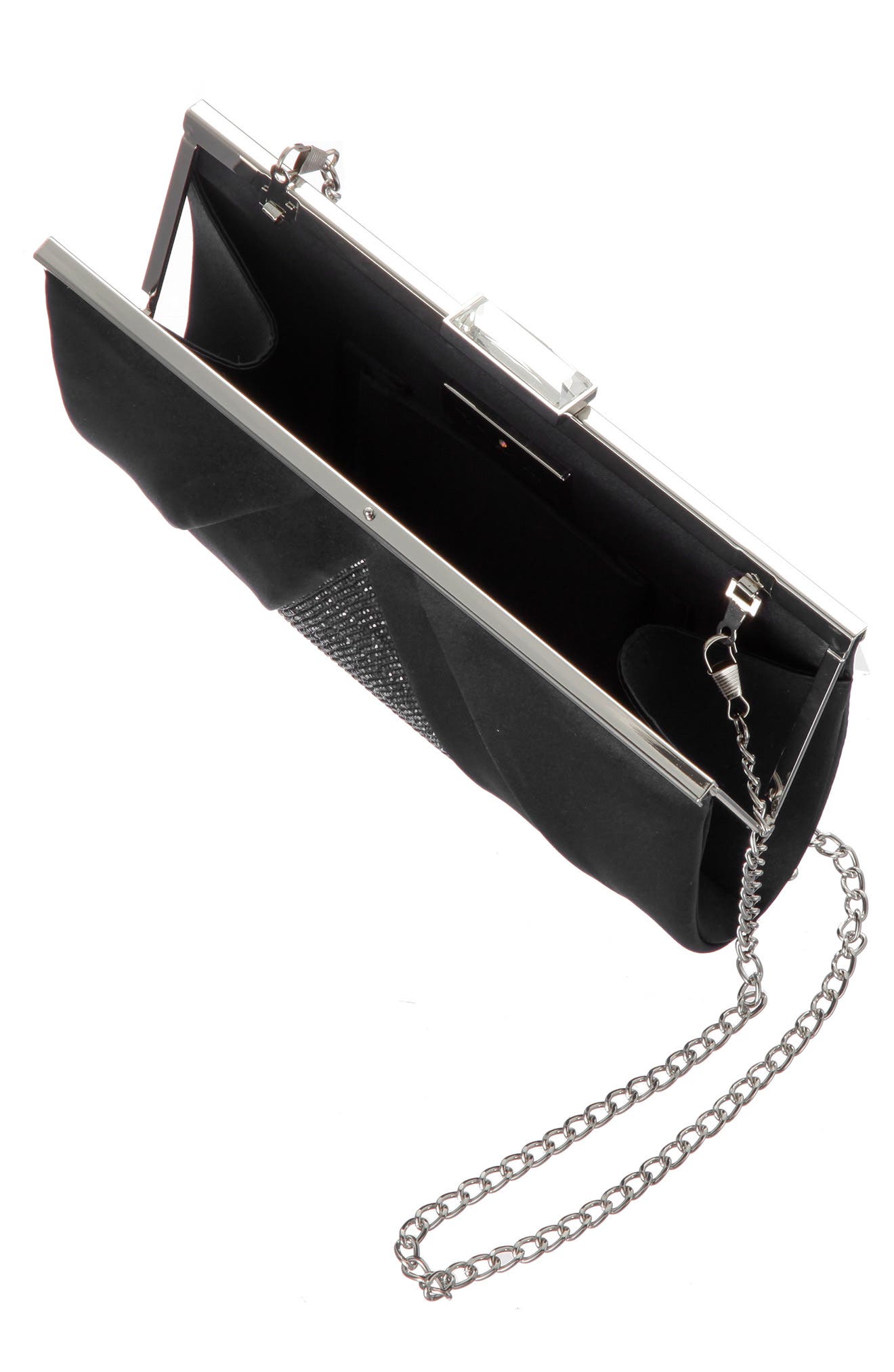 Nina Ophelia Frame Clutch, Alternate, color, Black