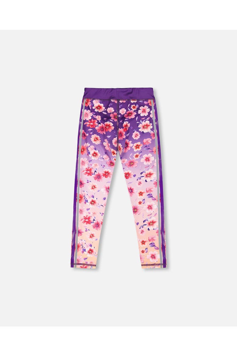 Athletic Leggings Floral Gradient in Recycled Polyester, Alternate, color, Mauve Floral Gradient