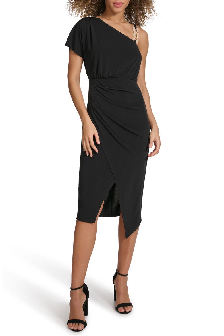 Ity One Shoulder Midi Dress, Main, color, BLACK
