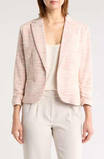 Amanda & Chelsea Ruched Sleeve Bouclé Blazer
