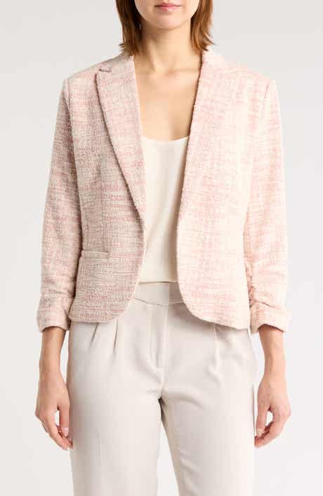 Amanda & Chelsea Ruched Sleeve Bouclé Blazer