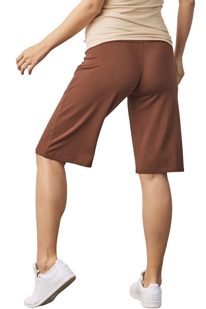 Wide Leg Knit Maternity Shorts, Alternate, color, BROWN