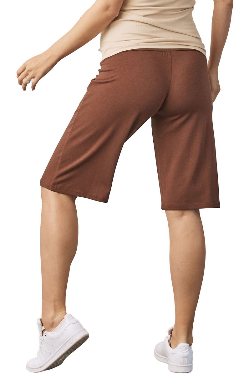 Angel Maternity Wide Leg Knit Maternity Shorts, Alternate, color, Brown