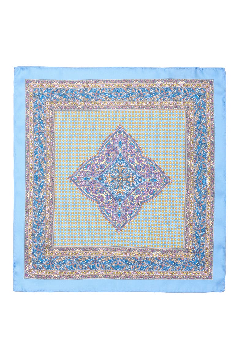 Paisley Floral Pocket Square, Alternate, color, BLUE/ CORAL