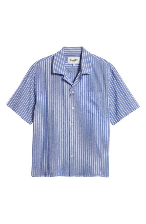 Stripe Linen & Cotton Camp Shirt