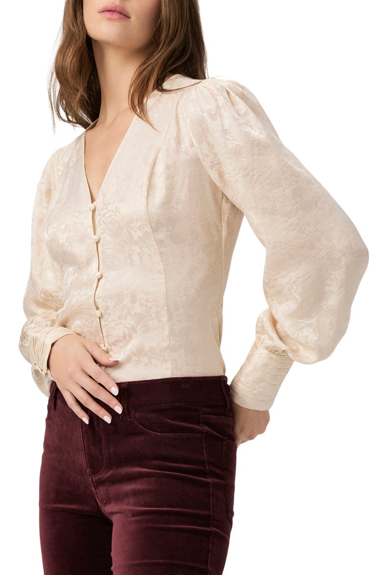 Marielle Floral Silk Top, Main, color, TRAVERTINE