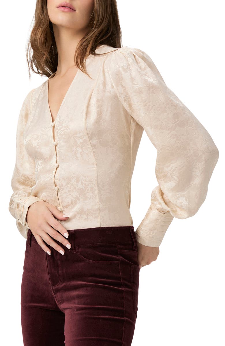 PAIGE Marielle Floral Silk Top, Main, color, Travertine