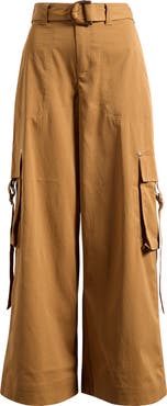 Avec Les Filles Belted Wide Leg Cargo Pants