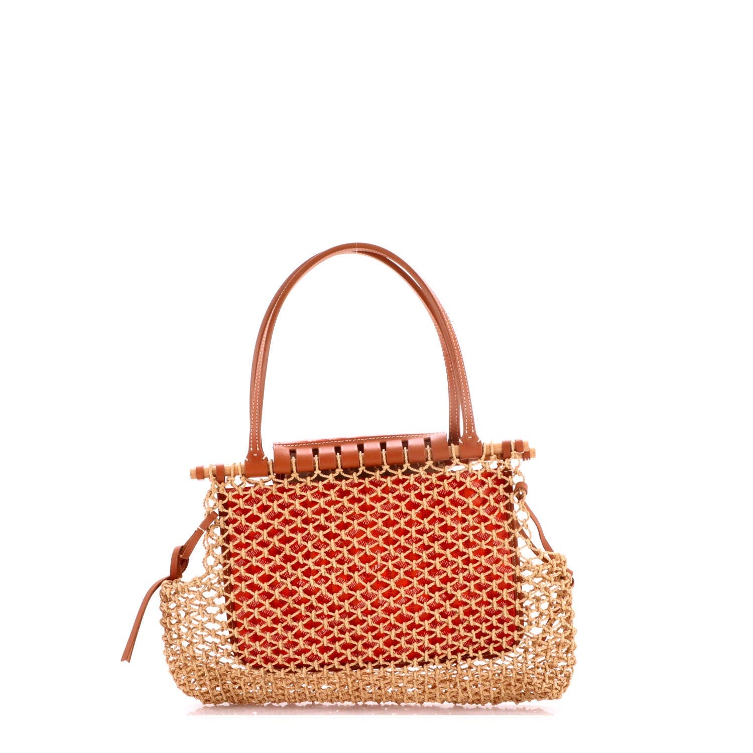 Aligre Bag Raffia Net with Coated Canvas, Alternate, color, Orange