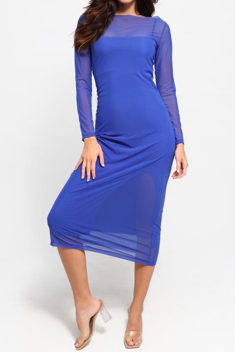 Shapewear Slimming Midi Work Dress and Sheer Mesh Overlay Set
