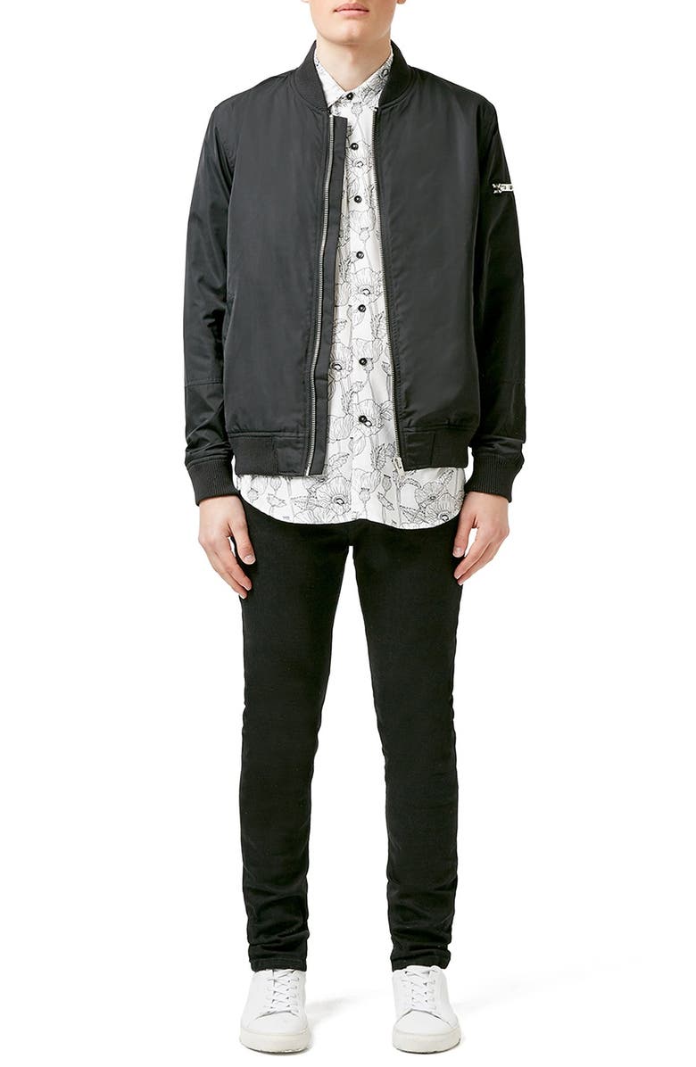 Topman Slim Fit Short Sleeve Poppy Print Shirt, Alternate, color,