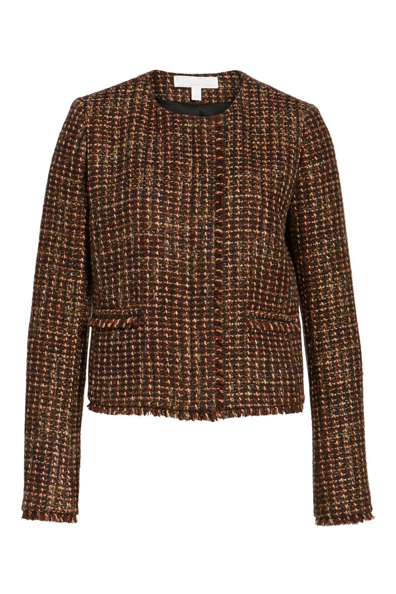 Crop Tweed Jacket, Alternate, color, BROWN TWEED