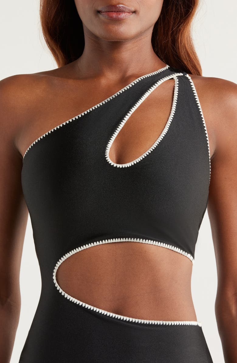 BOAMAR Etro Asymmetric Cutout One-Piece Swimsuit, Alternate, color, Black White
