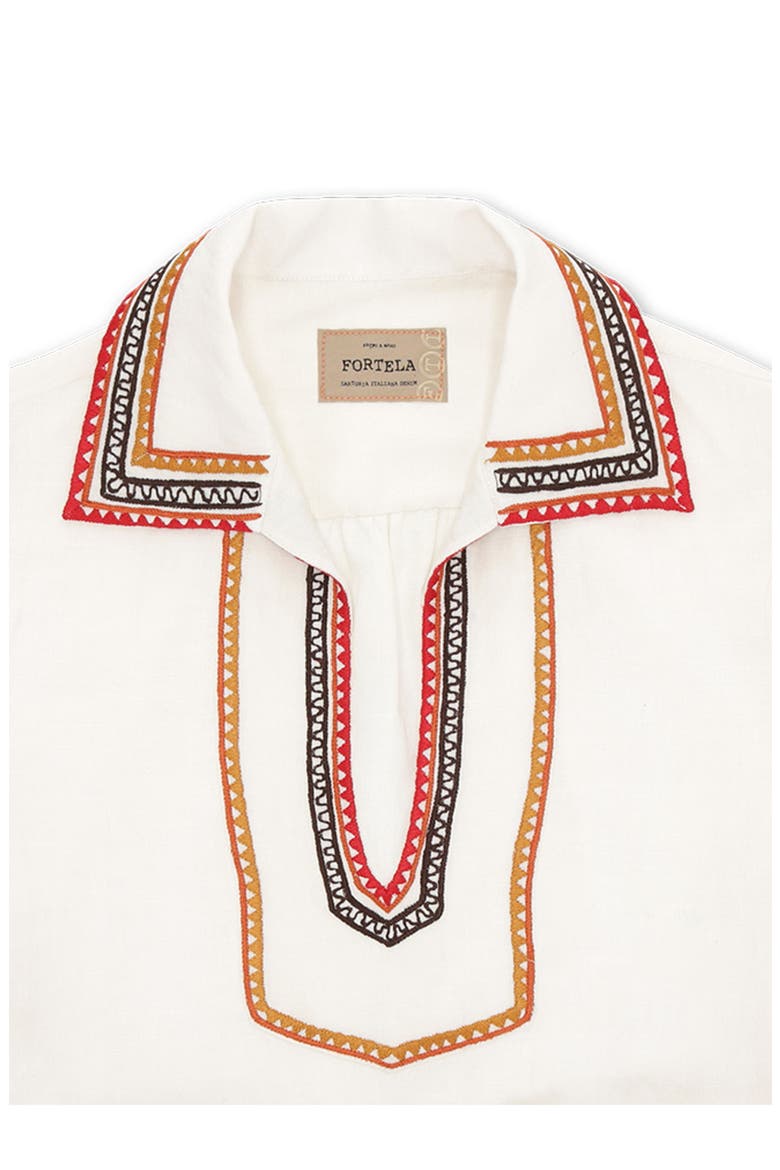 Gea Line Embroidered Short Dress, Alternate, color, OFF WHITE