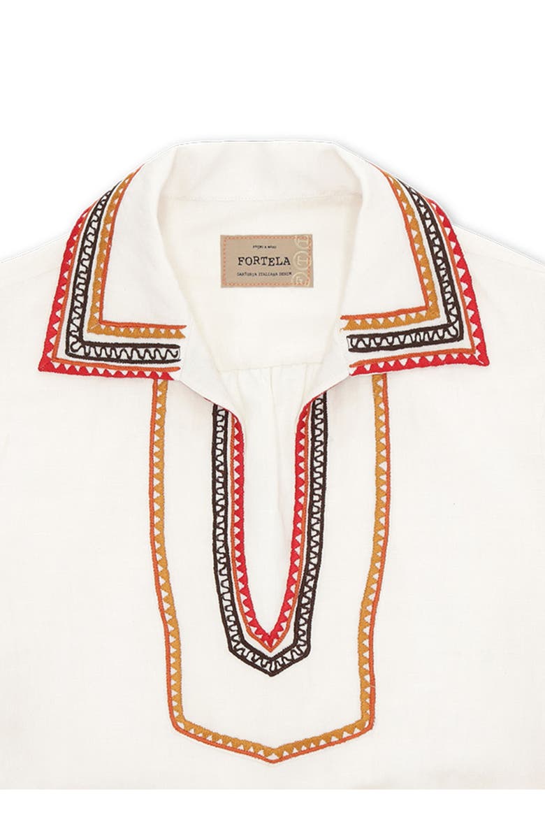 Fortela Gea Line Embroidered Short Dress, Alternate, color, Off White