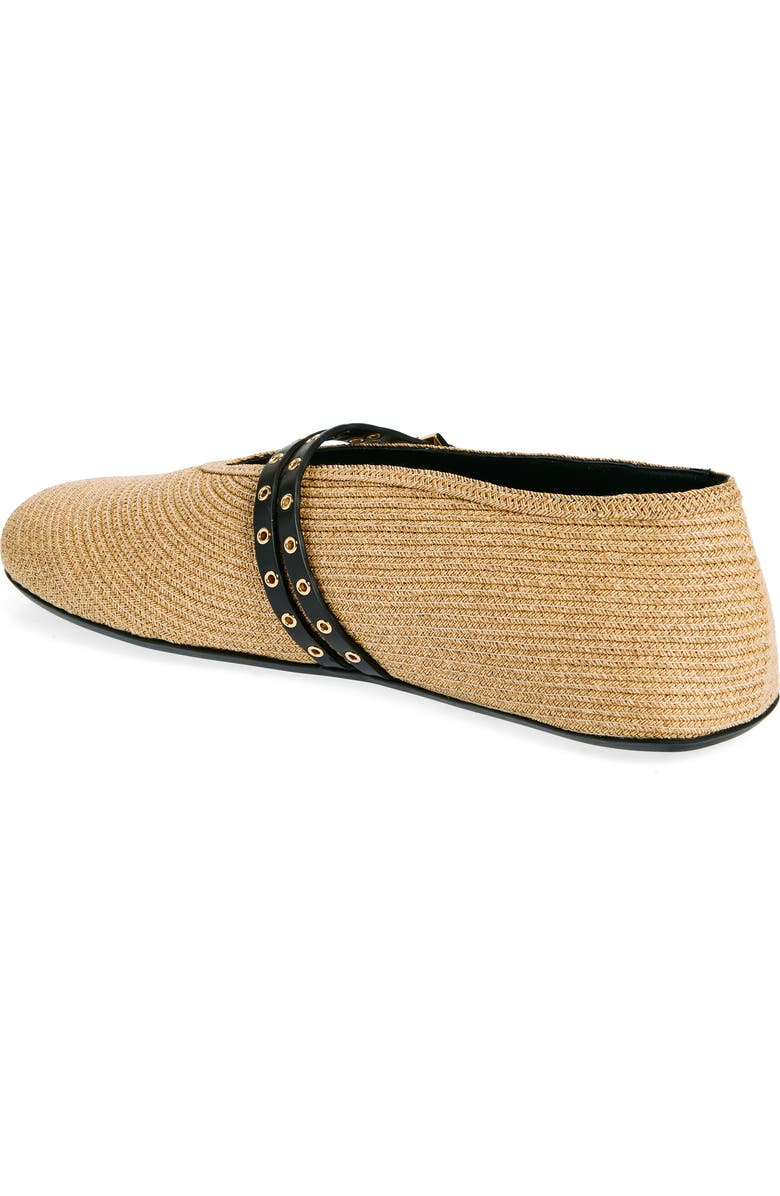 Alaïa Raffia Ballerina Flat, Alternate, color, Naturel / Noir