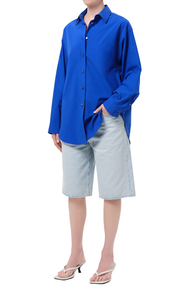 Sona Cotton Button-Up Shirt, Alternate, color, COBALT BRIGHT ELECTRIC BLUE