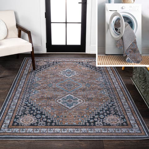 Dalyan Geometric Medallions Machine-Washable Area Rug