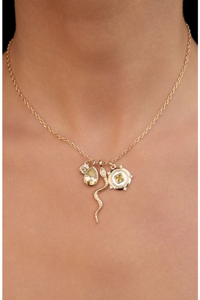 Serpent Radiance Charm Necklace, Alternate, color, PERIDOT
