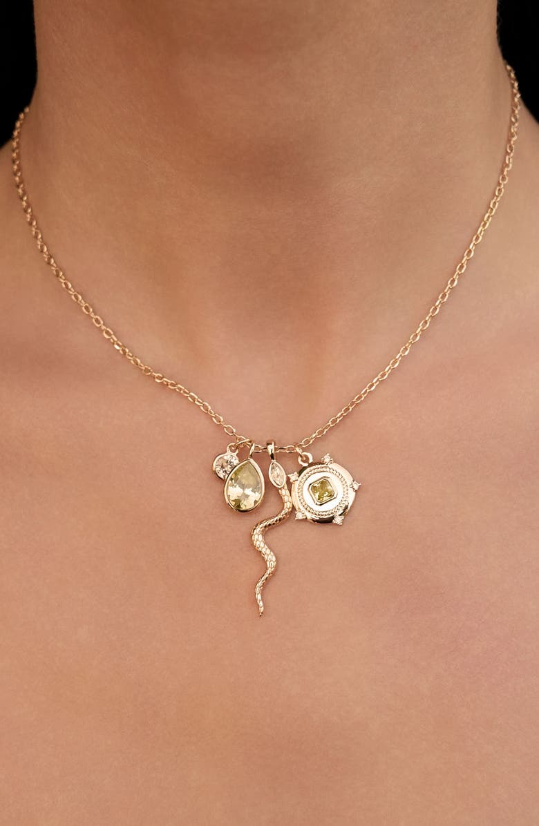 Ettika Serpent Radiance Charm Necklace, Alternate, color, Peridot