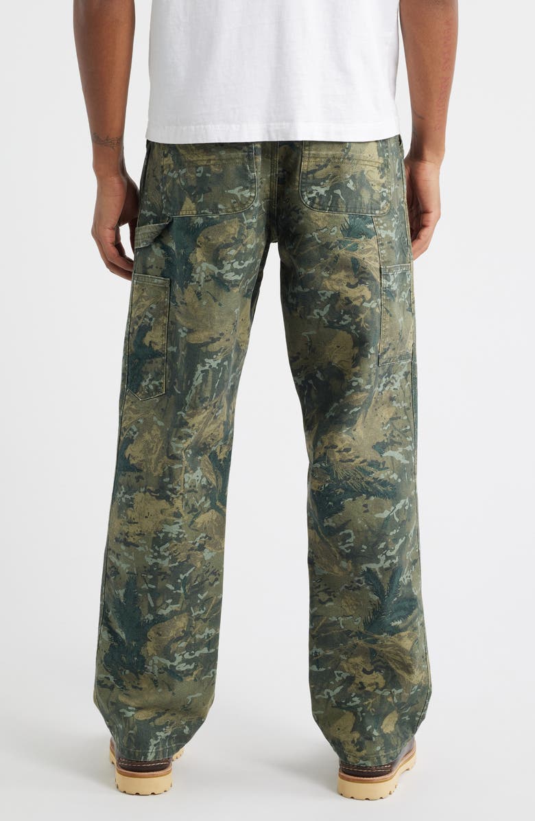 Carhartt Work In Progress Single Knee Organic Cotton Canvas Straight Leg Pants, Alternate, color, Camo Combi Green Stone Washed