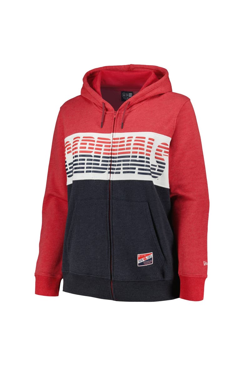 Women's New Era Red St. Louis Cardinals Plus Size Color Block Full-Zip Hoodie, Alternate, color, Red