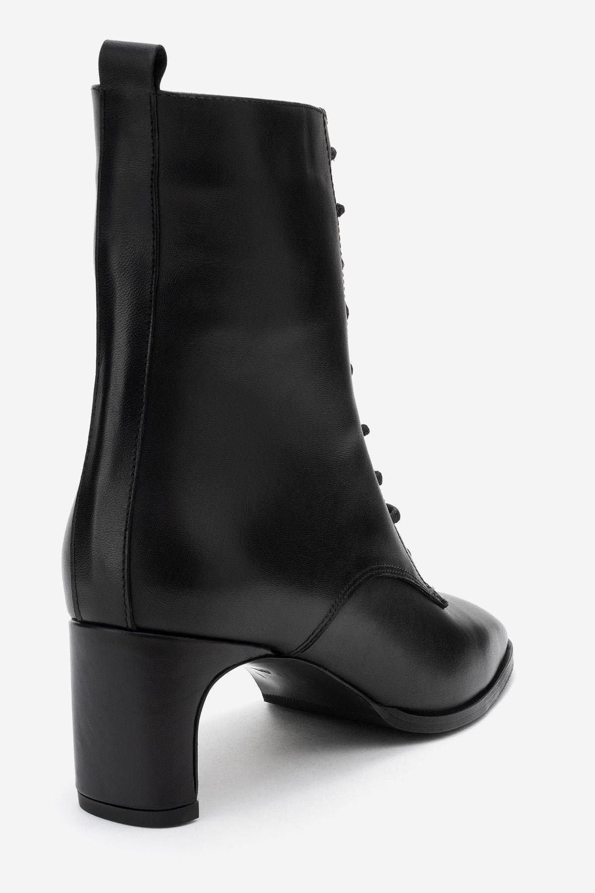 Forever & Always Shoes Sudy Leather Lace Up Boot, Alternate, color, Black