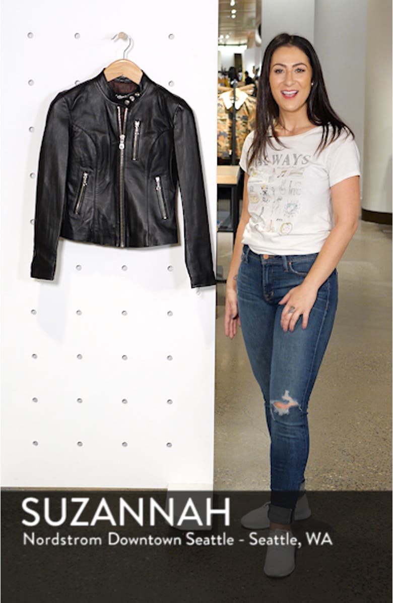 Lambskin Leather Moto Jacket, sales video thumbnail