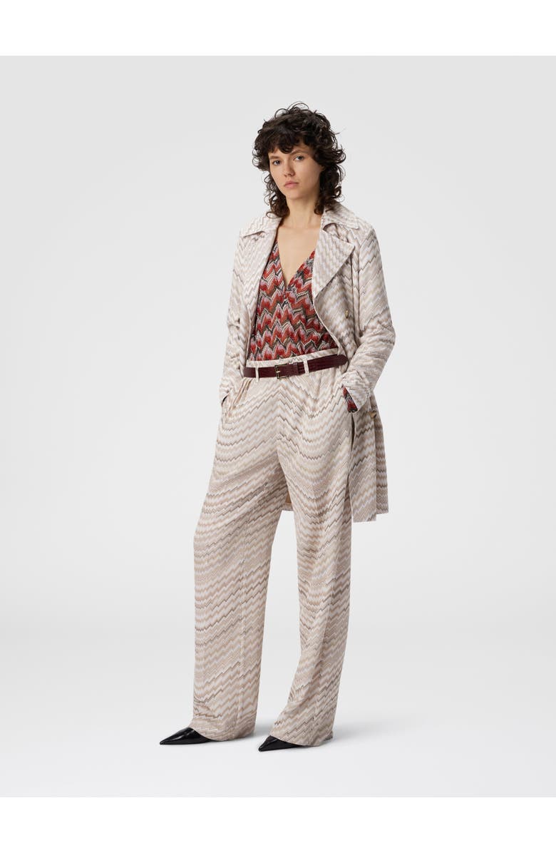 Missoni Double-breasted Trench Coat With Wavy Zigzag Pattern, Alternate, color, White & Beige