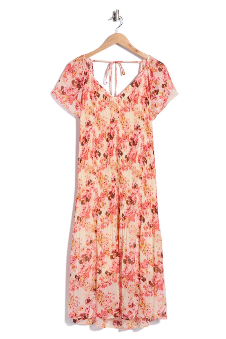 Floral Print Tie Waist Dress, Alternate, color, CALYPSO CORAL