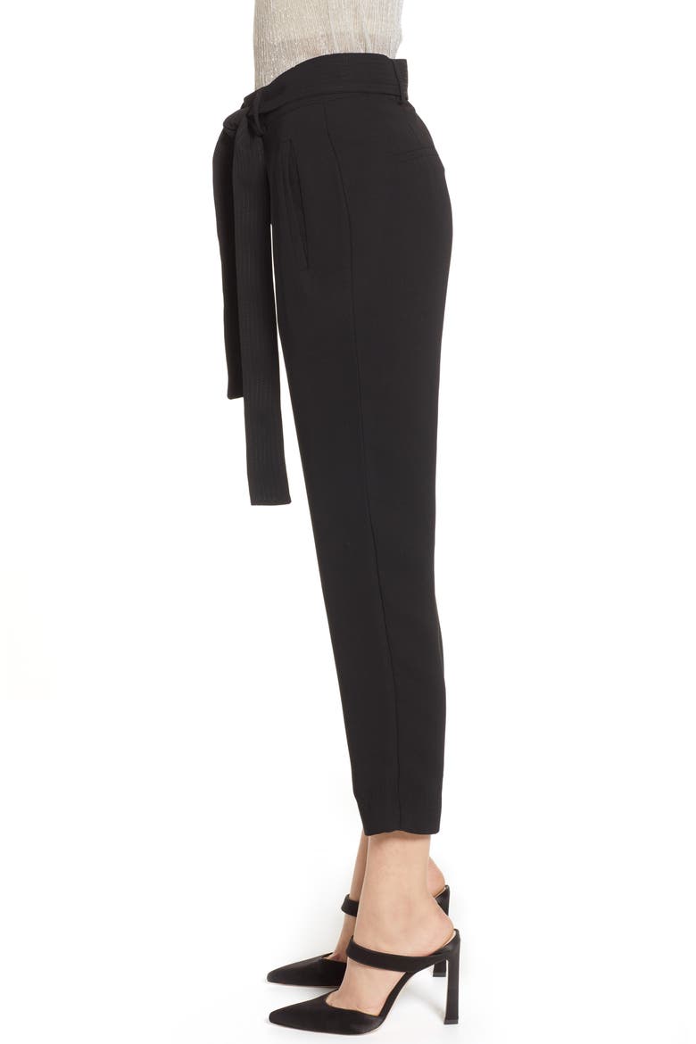 Tie Waist Ankle Pants, Alternate, color, BLACK